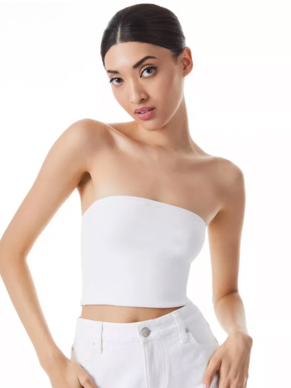 White Strapless Tube Top